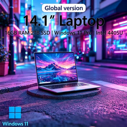Opulent 2026 Compact 14.1 Inch Gaming PC Intel 4405U Sleekthin 16GB RAM 2TB SSD 1920*1080 Windows 11 Pro Sophisticated Compact