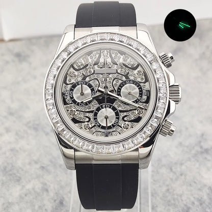 39mm men's watch VK63 movement quartz chronograph sapphire glass gemstone dial luxury business men's waterproof wristwatch