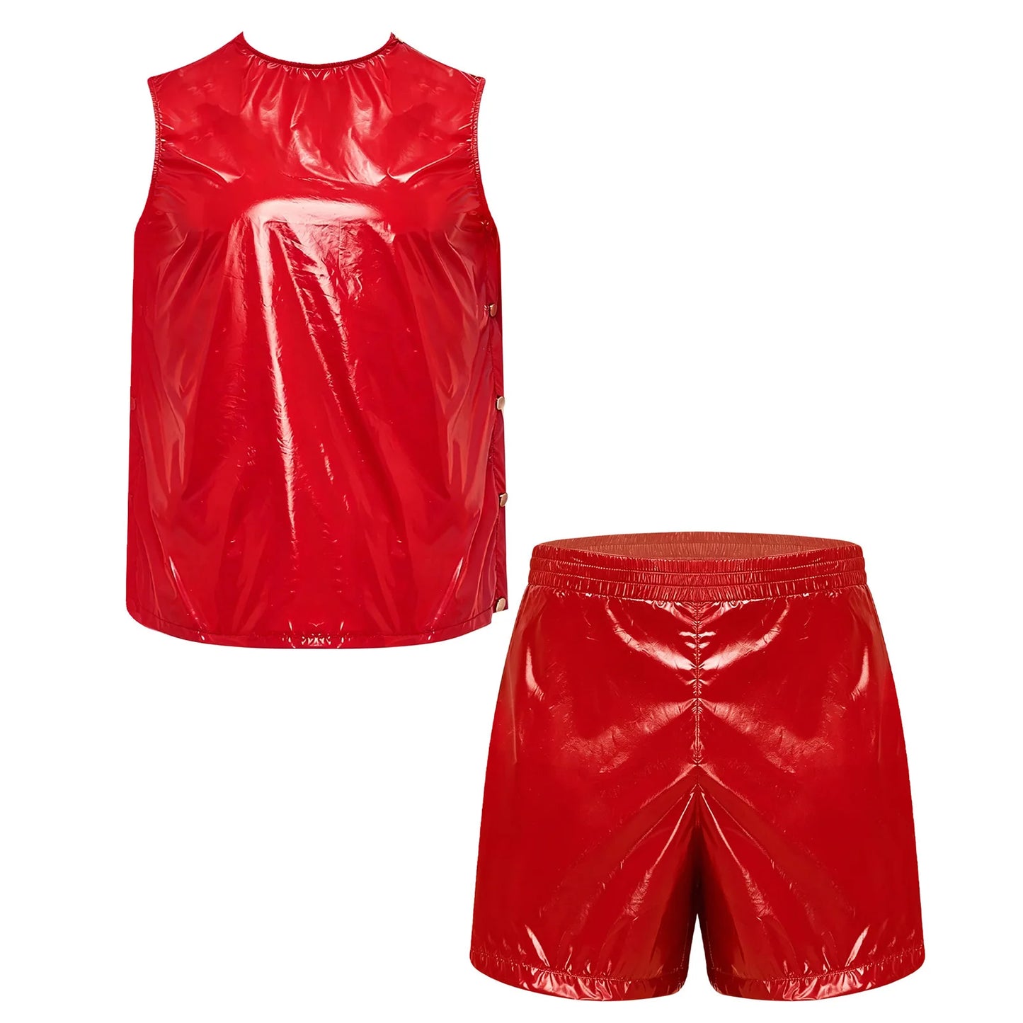 Mens Waterproof Sweat Tracksuit Tank Tops And Sides Buttons Boxer Shorts Two Pieces Outfit Special Needs Adaptive Clothing