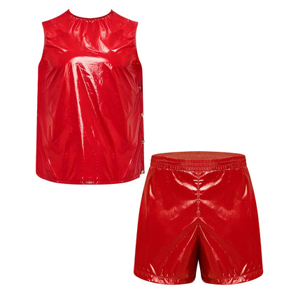 Mens Waterproof Sweat Tracksuit Tank Tops And Sides Buttons Boxer Shorts Two Pieces Outfit Special Needs Adaptive Clothing