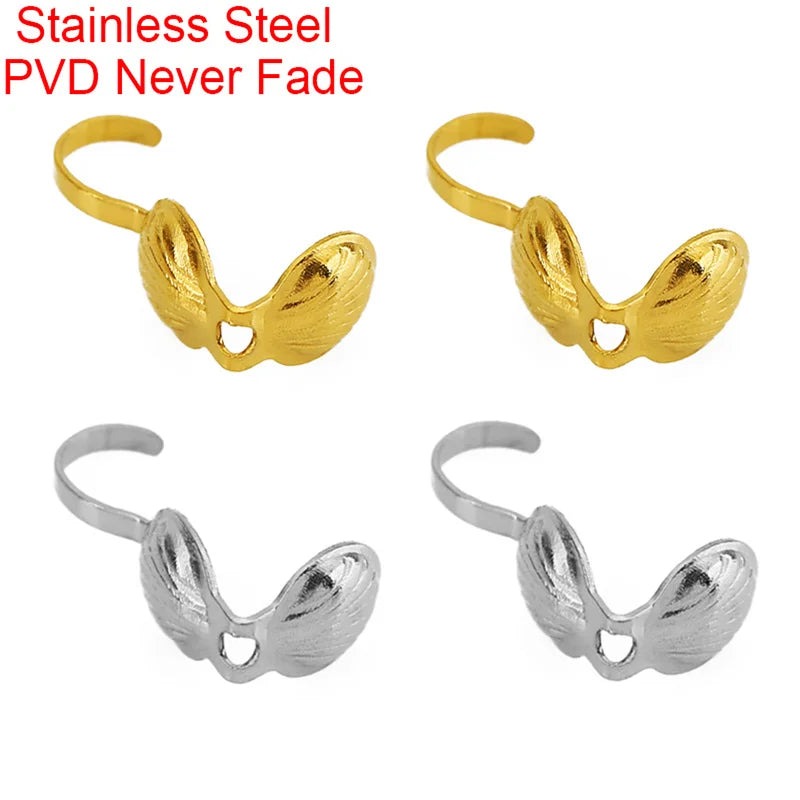 20pcs Never Fade PVD Stainless Steel Necklace Connectors Crimp Beads End Clasps Hooks Beading Supplies Jewelry Bracelet Making