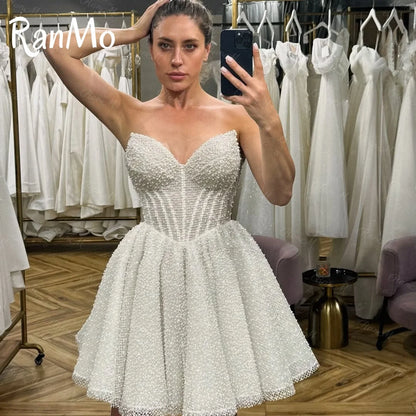 Ranmo Customized Elegant Sweetheart Sleeveless Evening Dress High Quality Lace Prom Dresses Temperament Lace Bridal Party Gown
