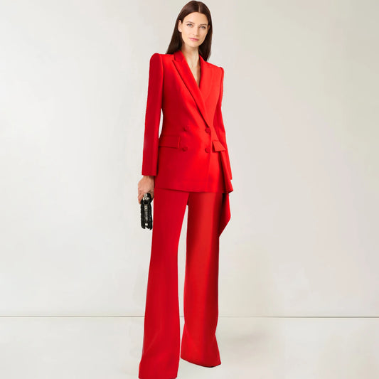 Allingentle Red PantSuit Women's 2 Piece Suit Set Elegant Pant Suit Set Business Party Blazer Office Work Outfits Customize