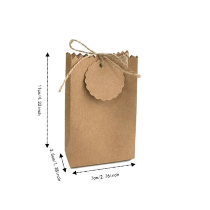 Party Supplies Retro Kraft Paper Gift Box Refilling with Rope Tag Kraft Paper Cookie Bag DIY Candy Packaging Bag Hotel