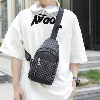 Neutral Style Functional Chest Bag for Women and Men with Patchwork Dot Design, Suitable for Business Single-Shoulder Bags