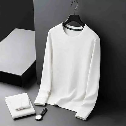 Men's Casual Crew Neck Knitwear Lightweight Long Sleeve Solid Color Pullover for All Seasons