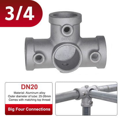 Aluminum Alloy Connector Elbow Tee Base Flat Three-dimensional Fitting Connection Fastener 20/25mm Steel Tube Shelf Parts