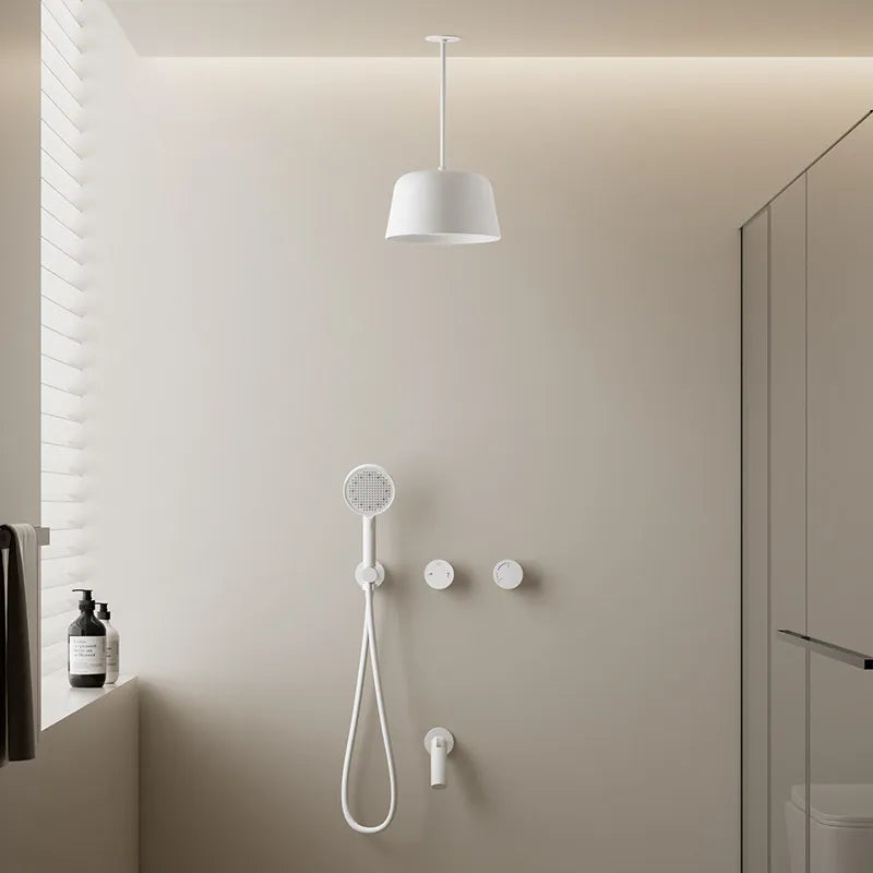 MYN Hidden Wall-Mounted Thermostatic Rain Spray Shower Set with Slide Bar All Copper Construction for Household Bathroom