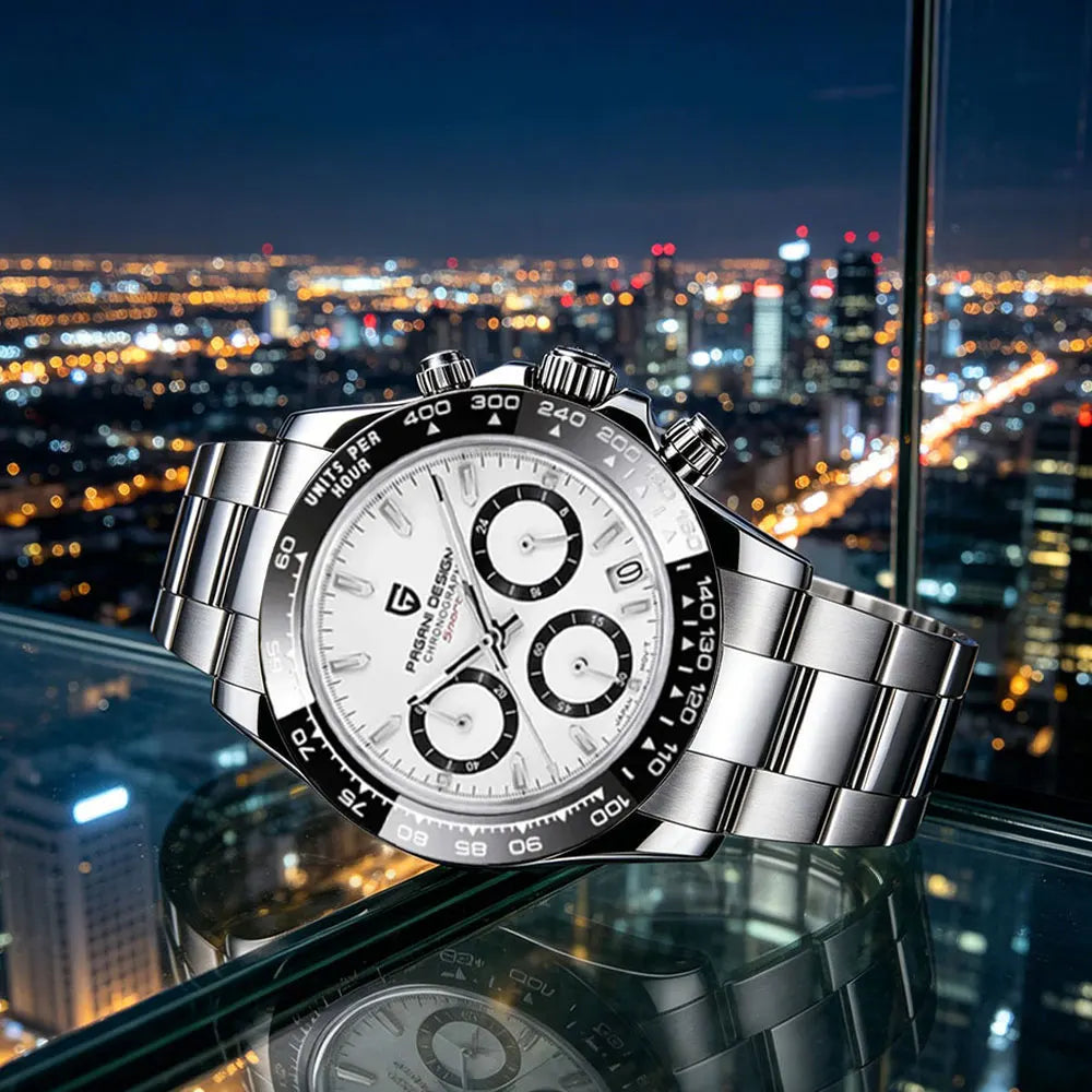 PAGANI DESIGN Top Men Business Watch Luxury Classic Quartz Wristwatch Chronograph Ceramic Bezel Waterproof Watches for Men Gift