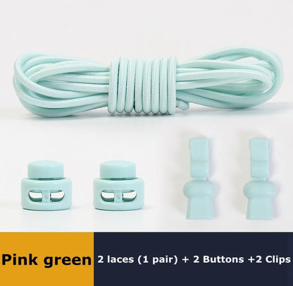 No tie shoelaces Round Elastic Shoelace Plastic snap lock Suitable for all shoes Adult children walking sports Lazy laces 1 pair