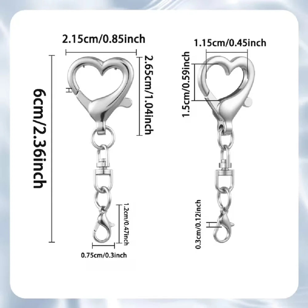 5/15/30Pcs Heart Shaped Swivel Clasp Spring Hanging Lobster Claw Snap Hook Clip Key Chains Findings for DIY Jewelry Making Craft