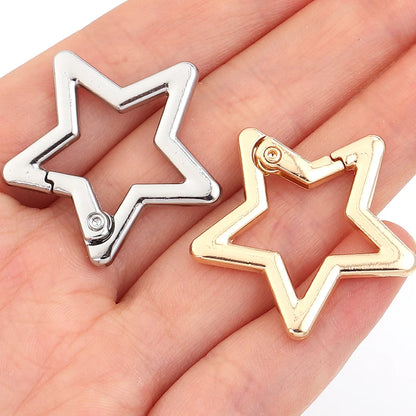 5pcs/lot Alloy Hollow Star Shaped Spring Clasp Carabiner Keychain Bag Clip Hook Dog Chain Buckle Connector DIY Jewelry Making