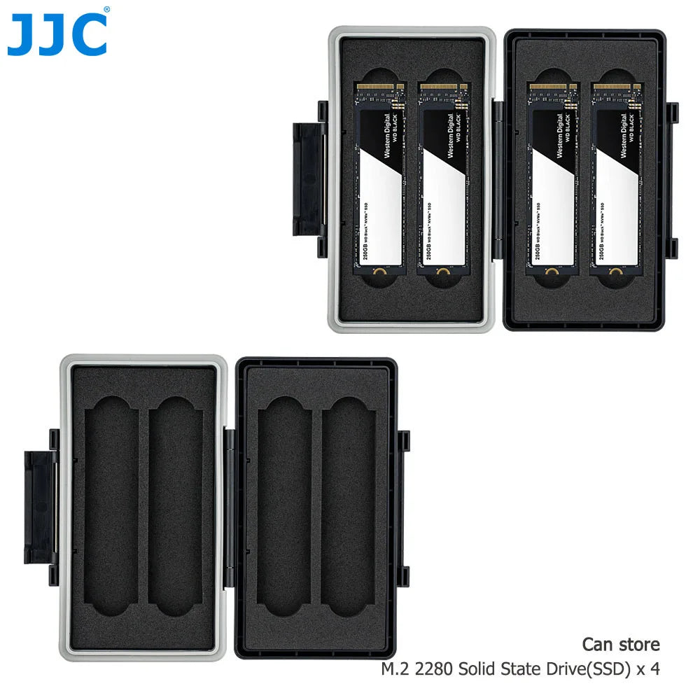 JJC 4-Slot Waterproof M2 2280 SSD Storage Case Holder for M.2 2280 Solid State Drive Anti-Static