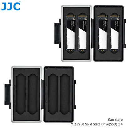 JJC 4-Slot Waterproof M2 2280 SSD Storage Case Holder for M.2 2280 Solid State Drive Anti-Static