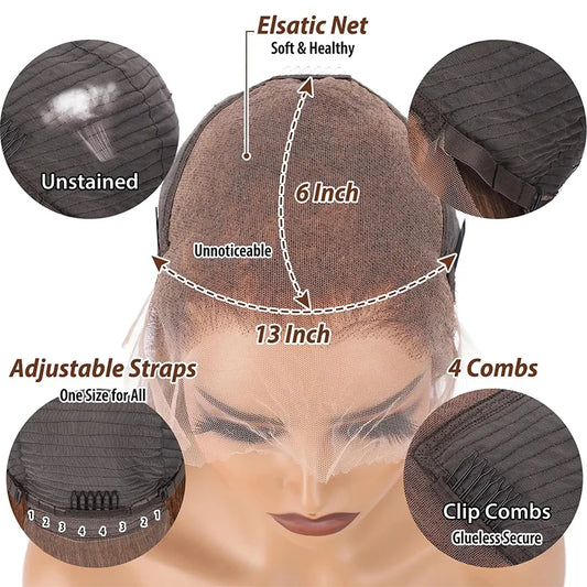 Chocolate Brown Colored 220% Density 36 Inch Chocolate Brown 13x6 13x4 HD Transparent Lace Front Wigs Human Hair Curly Deep Wave Brazilian Transparent Lace Frontal Wig For Women Human Hair #4 Colored Wigs Pre-Plucked Prebleached