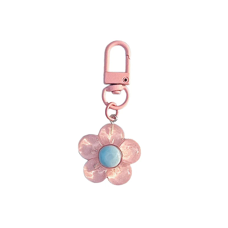 Cute Flower Keychains for Women Clear Resin Keychain Lobster Clasp Bag Purse Charms Backpack Decorations Jewelry DIY Accessories