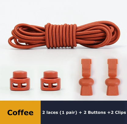 No tie shoelaces Round Elastic Shoelace Plastic snap lock Suitable for all shoes Adult children walking sports Lazy laces 1 pair