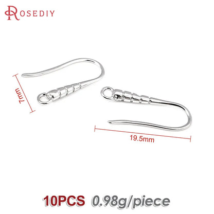 10PCS 19.5x7MM 18K Gold Color Brass Earrings Hooks High Quality Jewelry Earrings Making Supplies Diy Findings Accessories