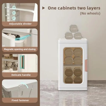 Mini Storage Cabinet with Doors and Shelves Countertop Cabinet Bathroom Storage Kitchen Cabinet with Adjustable Shelf Cabinet O
