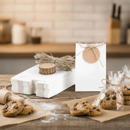 Party Supplies Retro Kraft Paper Gift Box Refilling with Rope Tag Kraft Paper Cookie Bag DIY Candy Packaging Bag Hotel