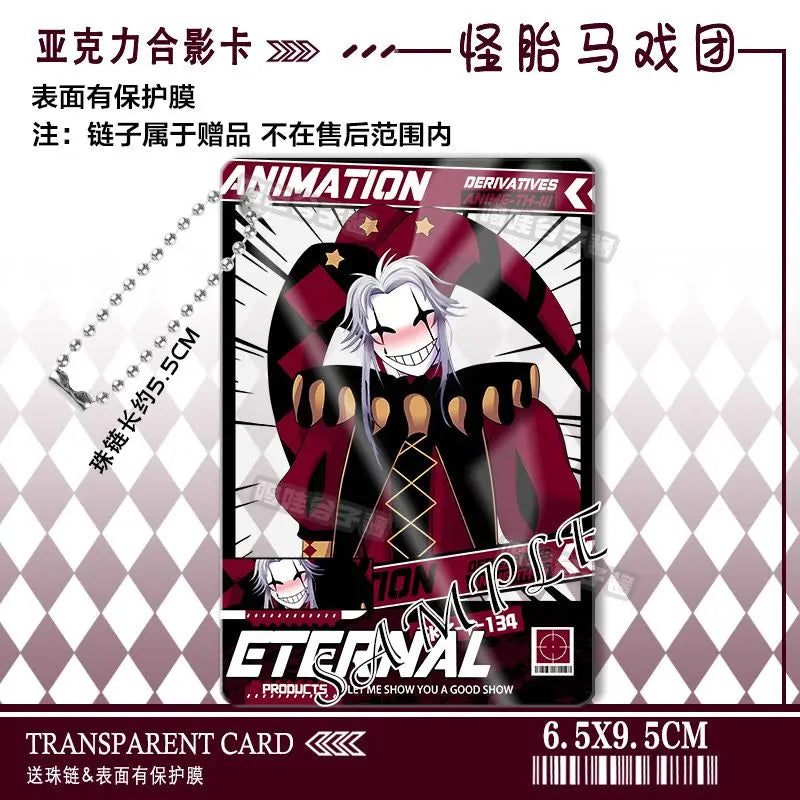 The Freak Circus Pierrot Cosplay Anime Acrylic Photo Card Keychain Pendant Backpack Accessory Cartoon Gift