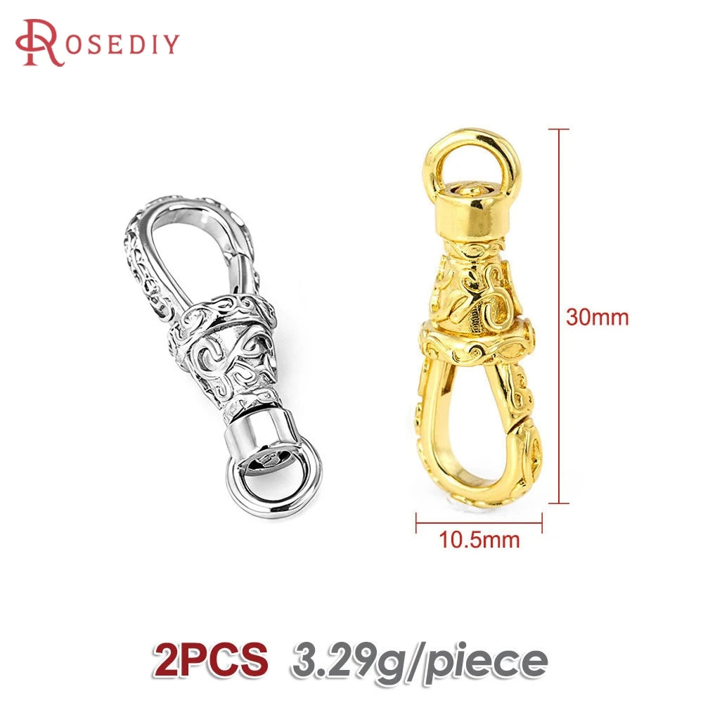 18K Gold Color Brass Rotatable Lobster Clasps Connect Clasps Jewelry Necklaces Bracelets Making Diy Findings Accessories