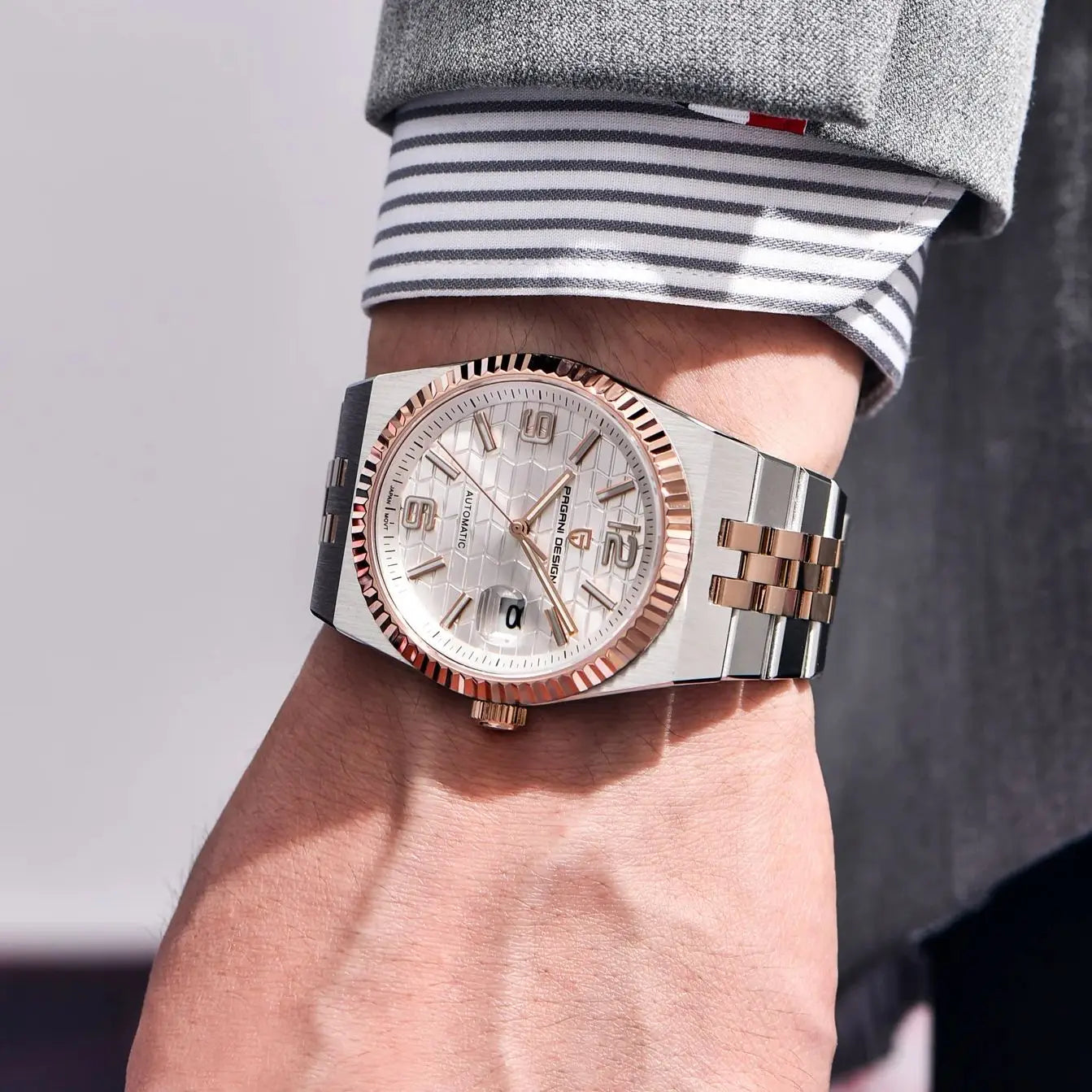 PAGANI DESIGN 2026 New Men's Watches Rose Gold Luxury Automatic Watch For Men MIYOTA 8215 Mechanical Wristwatch Sapphire crystal