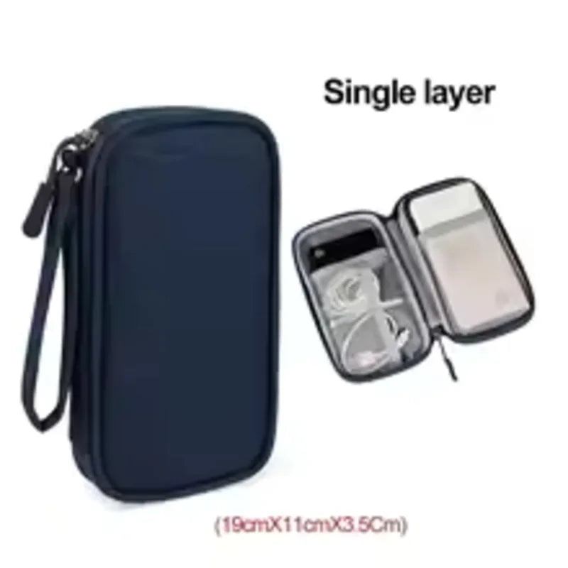 1PCS Grey/Black/Pink/Navy NEW Travel Organizer Bag Cable Storage Organizers Pouch Carry Case Portable Double Layers Storage Bags