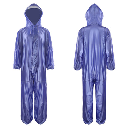 Adults Transparent Full-body Hooded Raincoat Portable Convenient One-piece Waterproof Raincoat Jumpsuit for Outdoor Workwear