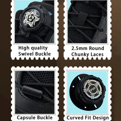 6pcs Set/1 Pair No-Tie Shoe Locks - Rotating Buckles for Sports and Outdoor Shoes - Unisex Quick-Adjust Design - Pre-Installed