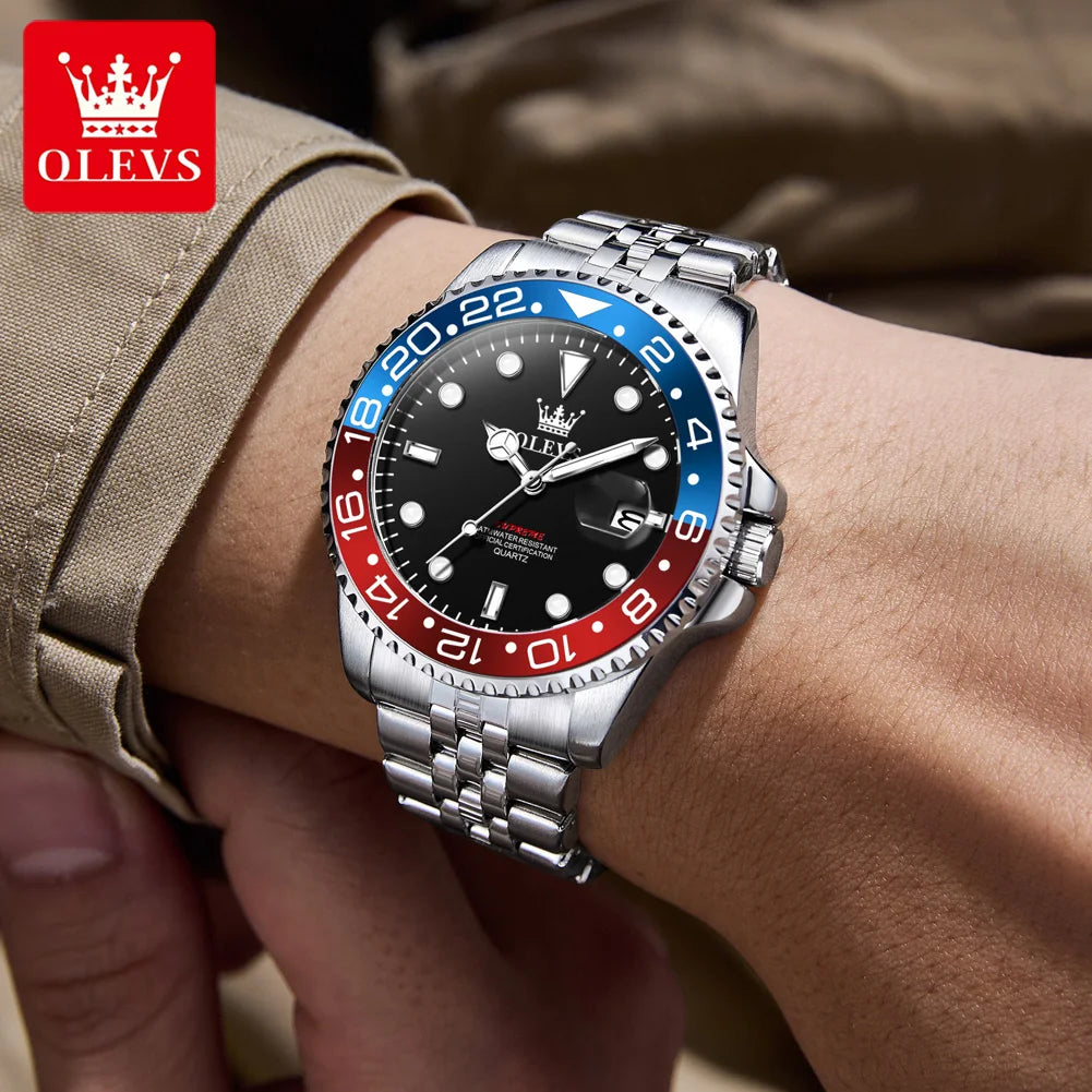 OLEVS 5657 Original Brand Men's Watch Business Dress Wristwatch  Waterproof Calendar Moon phase Quartz Watch Men