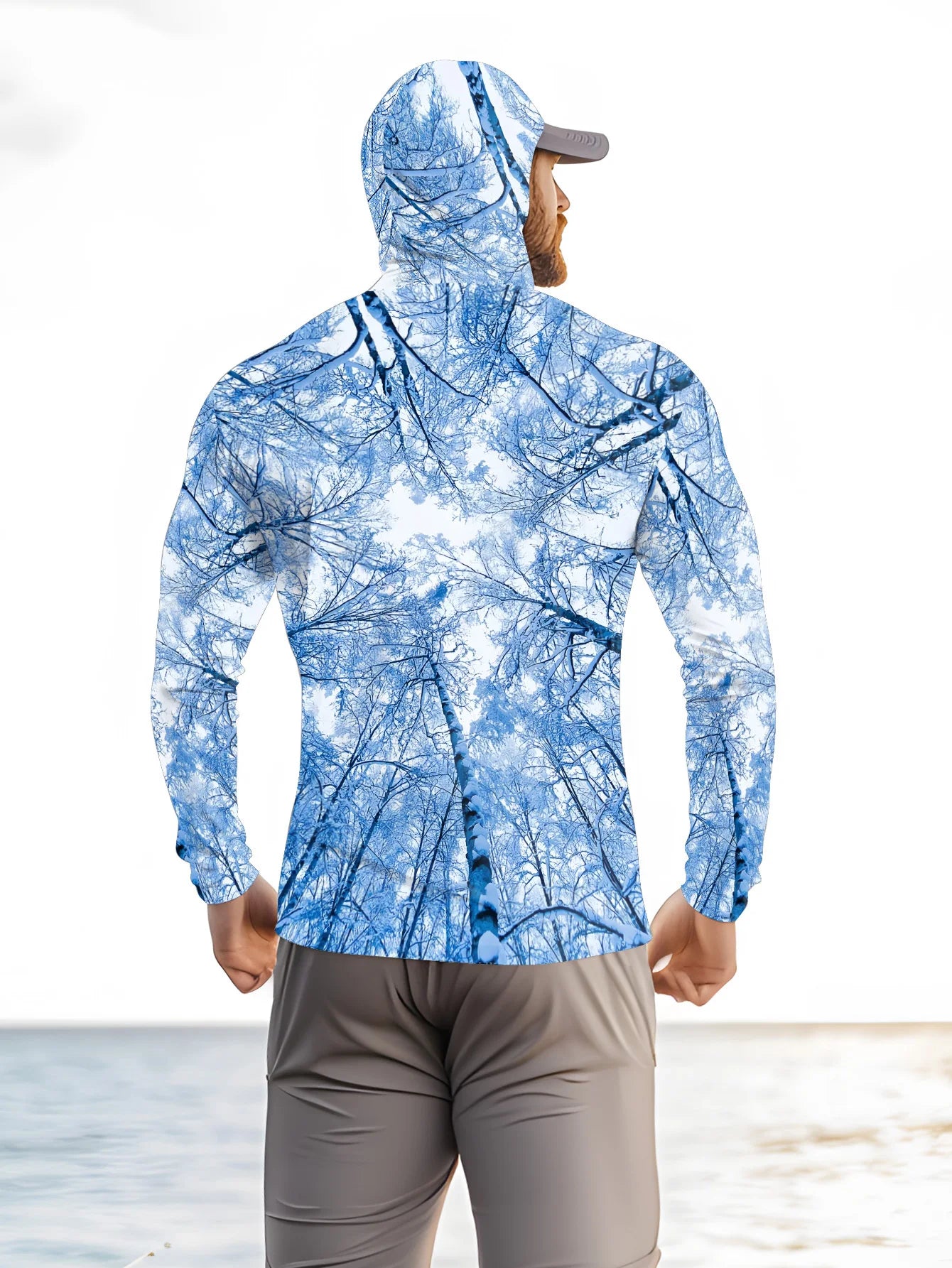 Fishing hooded sweatshirt men's long-sleeved sun protection shirt hunting sport shirt sun protection shirt fishing beach top