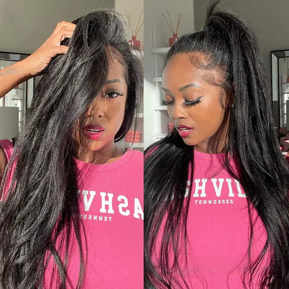 Geeta Yaki Drawstring Wig 13x4 Lace Frontal Wig Yaki Straight 13x6 Lace Front Wigs 100% Human Hair 4x4 5x5 Lace Closure Wigs
