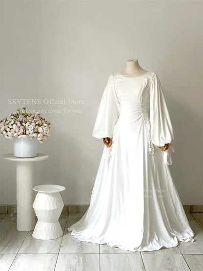 SSYTENS Women A-Line Wedding Dresses 2025 O Neck Bridal Dresses Corset Back Elegant Wedding Evening Beach Bride Gowns Customized