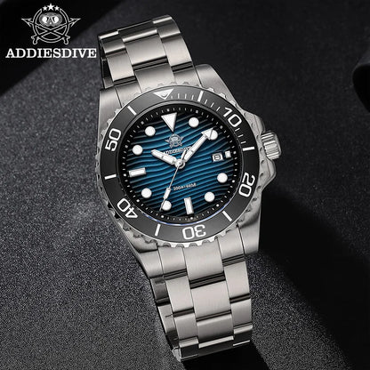 ADDIESDIVE Men's 2115 Quartz Watch Sand Dial 200M Waterproof Wristwatch 41mm Stainless Steel BGW9 Luminous Dive Watches Gift Box
