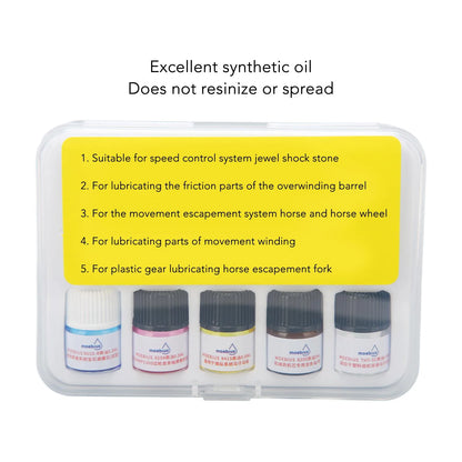 5pcs Watch Synthetic Lubricating Oil Smooth Watch Repair Maintaining Tool for Watchmaker Watch Workers Watch Oil Set