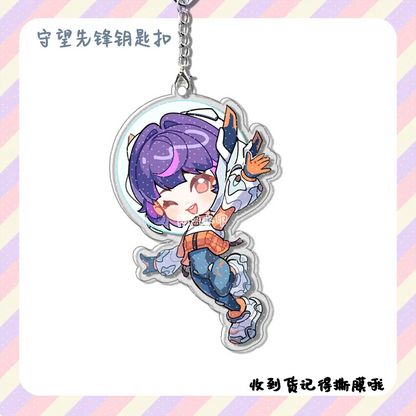 4pcs Anime Game Overwatch  Cole Cassidy Cute Acrylic Car Keychain Accessories Bag Charm Backpack Pendant Keyring Birthday Gift