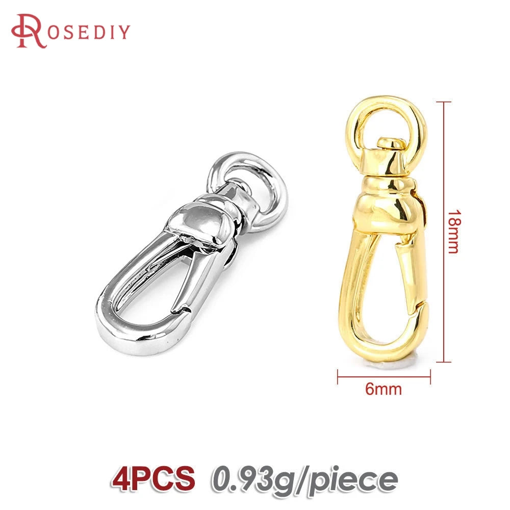18K Gold Color Brass Rotatable Lobster Clasps Connect Clasps Jewelry Necklaces Bracelets Making Diy Findings Accessories