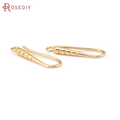 10PCS 19.5x7MM 18K Gold Color Brass Earrings Hooks High Quality Jewelry Earrings Making Supplies Diy Findings Accessories