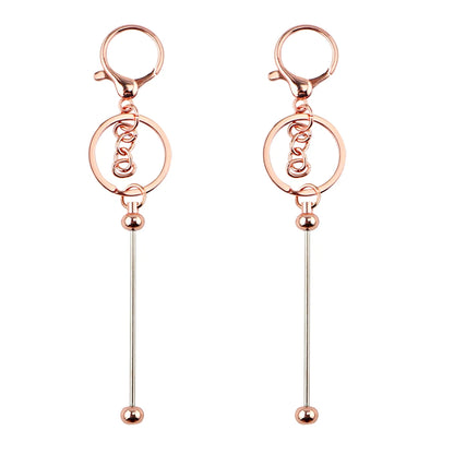 Wholesale 50/100/200Pcs Metal Beaded Keyring Beadable Lobster Claw Clasp Keychain DIY Car Keychain Bag Decor For Jewelry Making