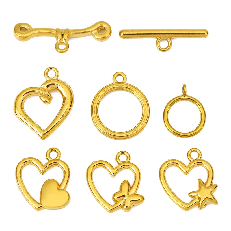 5sets PVD Never Fade Stainless Steel OT Clasps Toggle Bracelet Hooks End Necklace Connectors ForDiy Jewelry Making Accessories