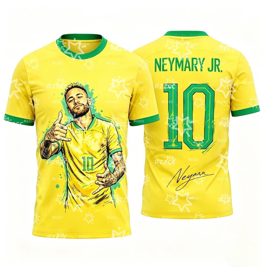 2026 Brazil Neymar Jr No.10 Football Jersey Match Training Kit Summer Sports Men's T-Shirt Kid's Clothing cycling jersey ﻿