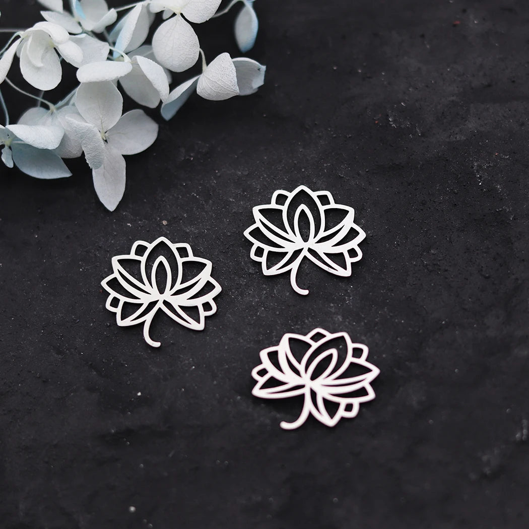 3pcs Lotus Flower Yoga Charm Stainless Steel Fashion Mini Mandala Pendant For Bracelet Necklace DIY Jewelry Making Wholesale