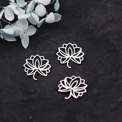 3pcs Lotus Flower Yoga Charm Stainless Steel Fashion Mini Mandala Pendant For Bracelet Necklace DIY Jewelry Making Wholesale