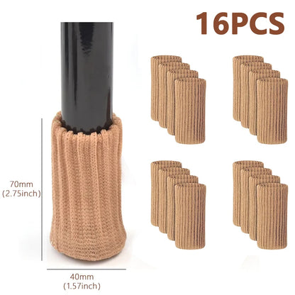16Pcs Chair Legs Socks Knitted Furniture Feet Floor Protectors Anti-slip Pads Silent Thicken Table Chair Leg Socks Covers