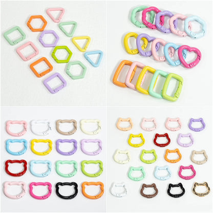 5pcs Cute Heart Cat Keychain Rings Carabiner Clip Key Chain Hooks for DIY Keys Buckle Bags Purses Replacement Lanyard DIY Crafts