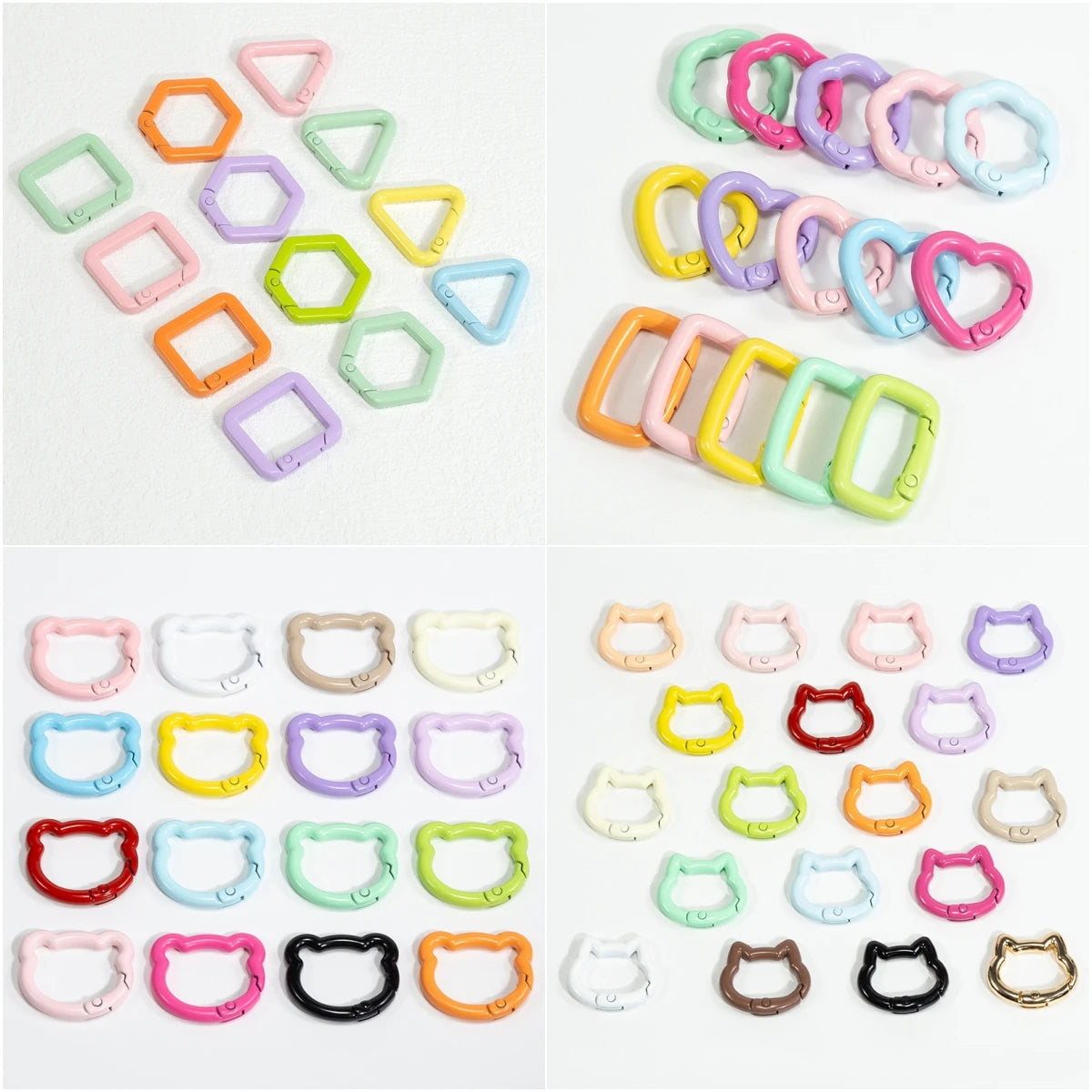 5pcs Cute Heart Cat Keychain Rings Carabiner Clip Key Chain Hooks for DIY Keys Buckle Bags Purses Replacement Lanyard DIY Crafts