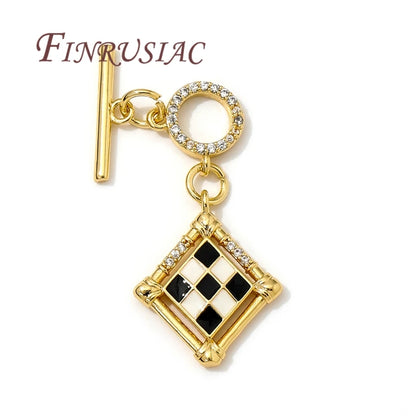 18K Gold Plated Toggle Clasps OT Clasp Accessories For Bracelets Brass with Zircon Connectors For Jewelry Making DIY Findings