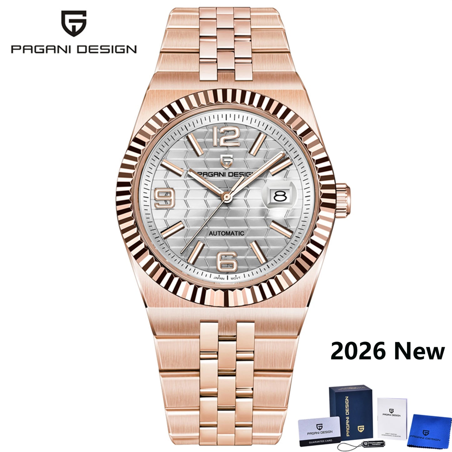 PAGANI DESIGN 2026 New Men's Watches Rose Gold Luxury Automatic Watch For Men MIYOTA 8215 Mechanical Wristwatch Sapphire crystal