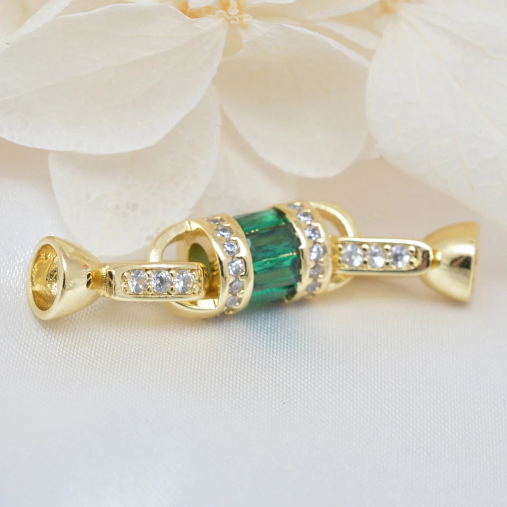 Juya 18K Gold Plated Decorative Sector Fastener Connector Lock Clasps Accessories For DIY Needlework Beads Pearls Jewelry Making